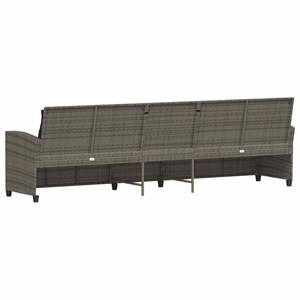 Sofá de Patio de 5 Plazas en Poliratán Gris con Cojines, Muebles de Exterior Duraderos - Product Image 6