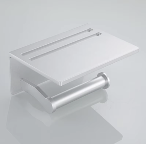 OEM/ODM Vietnam Silver <b>Self</b> <b>Adhesive</b> Toilet Paper Holder with <b>Shelf</b> – Wall Mounted Tissue Holder with Phone Storage - Product Image 4