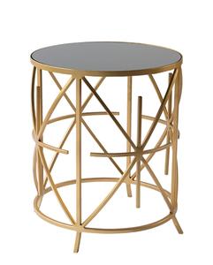 Modern <b>Round</b> <b>Side</b> <b>Table</b> With <b>Gold</b> Metal Frame And Glass Top Indoor Living Room Decor Accent Piece - Product Image 2