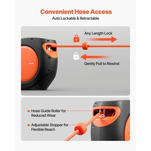 Carrete de manguera de aire híbrido de 6.6 pulgadas con rebobinado automático, 3/8 x 80 pies, mangueras retráctiles para compresor de aire, piezas neumáticas encapsuladas con presión máxima de 300 PSI - Product Image 3