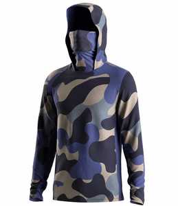 Sweat-shirt unisexe camouflage à capuche avec fermeture éclair, manches longues, imperméable, séchage rapide, sportif, coupe classique, en polyester tricoté, pour l'hiver - Product Image 2