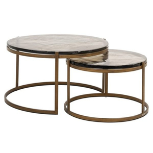 Tables basses rondes modernes avec plateau en verre coulé et structure en acier, style haut de gamme, mobilier contemporain pour salon - Product Image 4