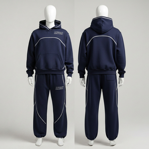 ชุดวอร์มผ้าหนาแบบสั่งทำพิเศษสำหรับผู้ชาย ทรงโอเวอร์ไซส์ สไตล์สตรีทแวร์วินเทจ สีซีดจาง ลุคย้อนยุค ชุดออกกำลังกาย เสื้อฮู้ด กางเกงจ็อกเกอร์ ผ้าสโตนวอช - Product Image 1