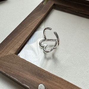 Anillo de Plata de Ley S925, Estilo Coreano, Diseño de Nicho, Anillo de Compromiso con Corazón Hueco, Diseño Simple - Product Image 1