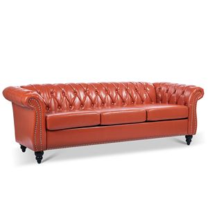 Divano Chesterfield a 3 posti con braccioli arrotolati da 84,65 pollici per soggiorno - Product Image 5