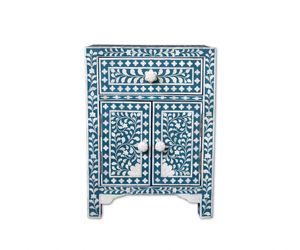 Elegante Mesita de Noche con Incrustaciones de Hueso, Mesita de Noche de Madera de Lujo con Diseño Decorativo Hecho a Mano - Product Image 6