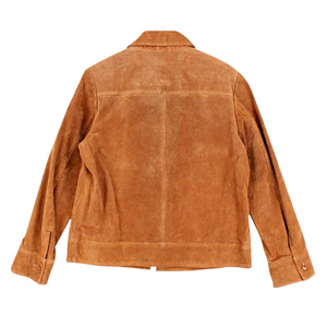 <b>Men's</b> Brown <b>Suede</b> Bomber <b>Jacket</b> Turn-down Collar Zipper Closure Solid Color Regular Fit Autumn Wear - Product Image 4