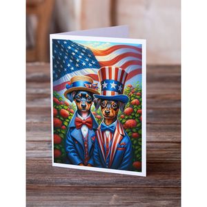 All American Miniature Pinscher Whimsical A7 <b>Greeting</b> <b>Cards</b> Pack of 8 Blank <b>Note</b> <b>Cards</b> with Envelopes 5x7 Size - Product Image 2
