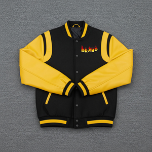 New Design Black Yellow <b>Camouflage</b> Dyed Sheep Skin Embroidery Sleeves Quilted Cotton Filled <b>Women's</b> Winter Varsity Baseball - Product Image 5