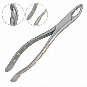 คีมถอนฟัน # ด้ามจับแบบกลวงเคลือบทองฝังเพชร 150AS พร้อมด้ามจับแบบไพธอน ผลิตจากสแตนเลสสตีล ใช้งานด้วยมือ ได้รับการรับรองมาตรฐาน CE สำหรับการผ่าตัด - Product Image 2