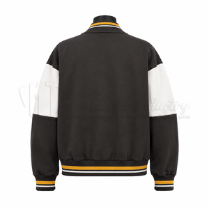 Chaqueta Varsity Unisex Personalizada con Bloques de Color, Mangas en Contraste, Botones a Presión, Cuello Mao, Transpirable, Resistente al Viento y Ecológica - Product Image 2