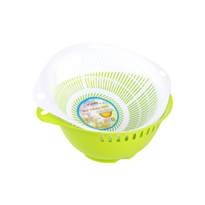 Eco-Friendly <b>Plastic</b> Basin and Strainer <b>Basket</b> Set Kitchen Vegetable Fruit Washing Bowl and Colander Set - Product Image 2