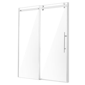 Porta Scorrevole per Doccia Senza Telaio 58-59" L x 75" H, Vetro Temperato Trasparente SGCC 5/16" (8mm), Finitura Spazzolata Impermeabile - Product Image 1