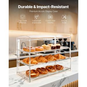 Vitrine à pâtisserie commerciale à 3 niveaux en acrylique transparent pour boulangerie, cuisine, fête et rangement de gâteaux - Product Image 2