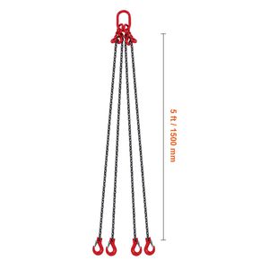 Catena di sollevamento G80 per paranchi a catena, 1/4 di pollice x 5 piedi, capacità 6600 libbre/3 tonnellate, con ganci - Product Image 2
