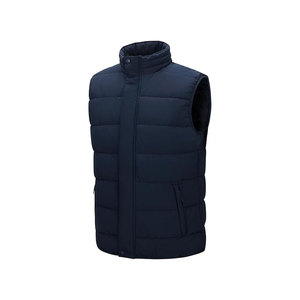 <b>Men's</b> <b>Black</b> Quilted Puffer <b>Vest</b> Stand Collar Zipper Closure Windproof Casual Winter Outerwear - Product Image 2