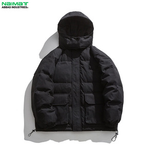 Ribbed Collar <b>Flight</b> Bomber Puffer <b>Jacket</b> <b>Men</b> No Hood Classic Casual Quilted Aviator <b>Jacket</b> Warm Padded Coat - Product Image 3