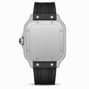 Luxury Women's Stainless Steel <b>Diamond</b> <b>Watch</b> Rectangle Case Analog Quartz Rubber Band - Product Image 2