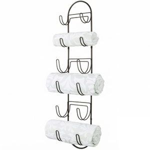<b>Wall</b> <b>Mounted</b> Metal Towel Rack Holder And Organizer For Bathroom Storage, Rust-Resistant Alloy Steel Vertical Rolled Towel <b>Shelf</b> - Product Image 3