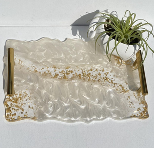 Modern Resin Serving Tray with Handles Decorative Resin Tray for Home Kitchen and Restaurant Use By Perfect Enterprises - Product Image 6