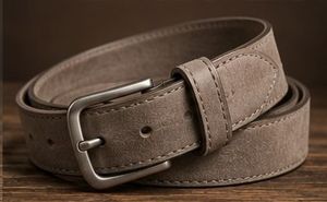 Cinturón de Cuero Genuino Negro Sólido con Hebilla Rectangular Plateada Formal para Hombre Duradero - Product Image 5