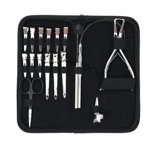 Outils professionnels pour extensions capillaires : Kit d'outils de sertissage de perles, Sertisseur plat pour micro-perles, Pinces de sectionnement, Outil à crochet, Outil à doigt pour la séparation des mèches - Product Image 1