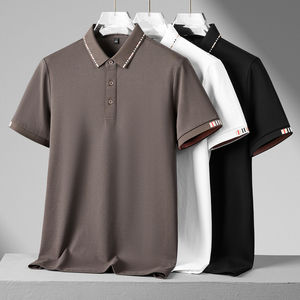 Polo jacquard décontracté pour homme de haute qualité, à manches courtes, avec col et boutons sur le devant, idéal pour le golf - Product Image 1