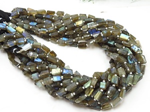 Pierre naturelle de labradorite, pépites roulées à facettes coupées à plusieurs niveaux, multi-reflets, 15 pouces, environ 6-10 mm de long, fournitures pour grossistes - Product Image 5