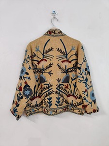 Abrigo Bohemio con Cuello Mandarín y Bordado Floral, Manga Larga, Ropa Exterior Informal para Otoño, Talla Grande para Adultos, Tejido de Algodón - Product Image 2