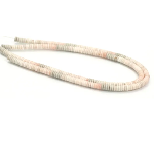 Magnifiques perles d'agate grise rose pêche, forme ronde plate, 5-6 mm, perles d'agate à plusieurs tons clairs, forme ronde plate. - Product Image 4