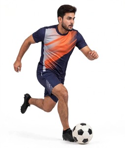 Conjunto de Camiseta de Fútbol para Hombre SHAN, Color Granate y Naranja a Rayas, Sublimada, Manga Corta, Ropa Deportiva, Absorbe la Humedad, para Todas las Temporadas - Product Image 6