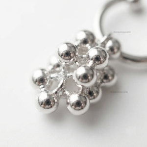 Vintage Fine Jewelry Trendy 925 <b>Sterling</b> <b>Silver</b> C Shape <b>Hoop</b> Earrings Fruit Grape Design Women's Gift Party Certified - Product Image 4