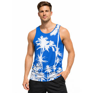Camiseta sin mangas gráfica personalizada para hombre, camiseta sin mangas de verano con estampado de palmeras, chaleco deportivo para gimnasio, camiseta informal de playa - Product Image 2