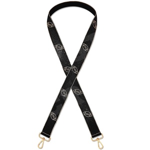 Sangles de sac de perles de rocaille en or blanc personnalisées de football noir 'Hook Em Horns' accessoire à la mode sangle de sac à main perlée - Product Image 1