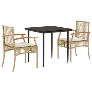 Juego de Comedor para Jardín en Beige, Negro, Crema y Blanco - Product Image 2