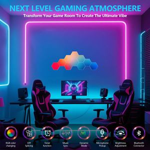 Pannelli LED Esagonali da Parete, Set da 10, Luci RGB per Gaming, Controllo Smart tramite APP, Piastrelle Esagonali Modulari con Espansione a Scorrimento - Product Image 2