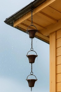 Cadena de Lluvia Metálica Decorativa en Forma de Cubo para Jardín, Hogar, Patio Exterior, Decoración de Lluvia y Adorno Colgante Elegante - Product Image 5