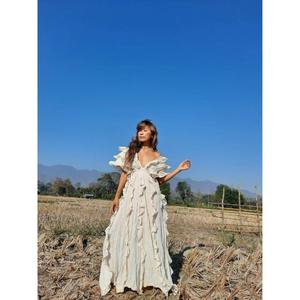 Vestido de Maternidad Moderno de Alta Calidad, Estilo Maxi, para Bodas, Estilo Boho, Sin Mangas, Tejido, 100% Algodón Ecológico - Product Image 4