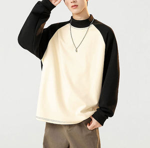 Sweat-shirt à col roulé surdimensionné pour homme, couleur unie, manches raglan, tricot en coton, vêtement décontracté pour l'automne - Product Image 6