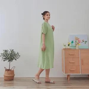 Vestido Midi de Algodón de Verano con Manga Campana, Cintura Alta, Estilo Vintage, Línea A, Gasa Suave y Ligera, Ropa de Casa, Tallas Grandes Personalizadas - Product Image 2