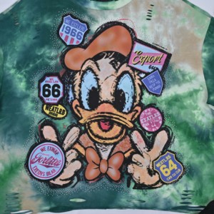 Camiseta de Mujer con Estampado de Pato, Tie Dye, Ecológica, Personalizable, Cuello Redondo, Estilo Urbano, Holgada, Manga Corta, 100% Algodón - Product Image 6
