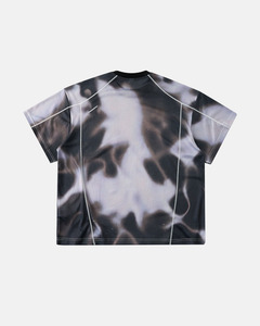 เสื้อยืดตาข่ายผู้ชายลายเมฆควันแบบนามธรรม ย้อมสีแบบไท-ได ผลิตในปากีสถาน คุณภาพสูง แขนปกติ เป็นมิตรกับสิ่งแวดล้อม - Product Image 4