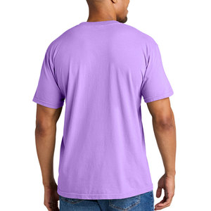 เสื้อยืดสีม่วง ผ้าคุณภาพสูง 52% ผ้าฝ้าย 48% โพลีเอสเตอร์ เสื้อผ้าแบบมีห่วงคล้อง ผ้าถักแบบพรีเมียม เสื้อยืดผ้าถักสั่งทำพิเศษ - Product Image 4