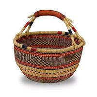 Panier en herbe de mer naturelle tissé à la main Bolga, durable, pliable, écologique, décoratif, avec couvercle et poignées