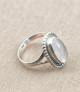 Natural Large Oval Rose Quartz Vintage Boho Statement <b>Ring</b> Pure 925 Sterling <b>Silver</b> 18K Yellow Gold Rose Gold Plated Bezel <b>Set</b> - Product Image 4