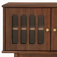 Meuble de salon rustique fait main en teck massif, buffet avec portes à battants style Shaker, 5+ tiroirs, finition Salak/noyer