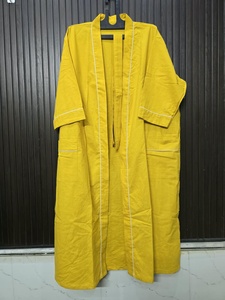 Hotel Spa Super Heavy Cotton Yellow Color Plain Kimono Quick-<b>Dry</b> Luxury Bathrobe for <b>Women</b> and Couples Casual Wear With Pockets - Product Image 4