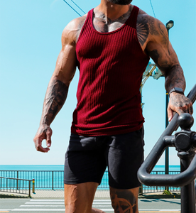 เสื้อกล้ามออกกำลังกายผู้ชาย สำหรับฤดูร้อน แห้งเร็ว ระบายอากาศได้ดี ผลิตจากโพลีเอสเตอร์/คอตตอน สไตล์ไฮสตรีท อเมริกันบาสเก็ตบอล แบบไม่มีแขน - Product Image 1