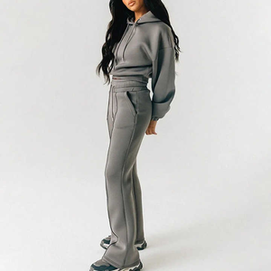 Conjunto Deportivo para Mujer Estilo Británico, Sudadera con Capucha y Pantalones de Felpa de Algodón Premium, Ropa Deportiva Casual - Product Image 3