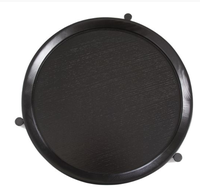 Table basse ronde moderne en métal noir avec plateau d'appoint, durable et facile à nettoyer pour salon et chambre à coucher